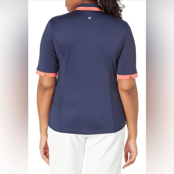Callaway Women's 1/2 SLV Print Stripe Polo with Contrast Notch Cuffs Size L/G . - Picture 2 of 13